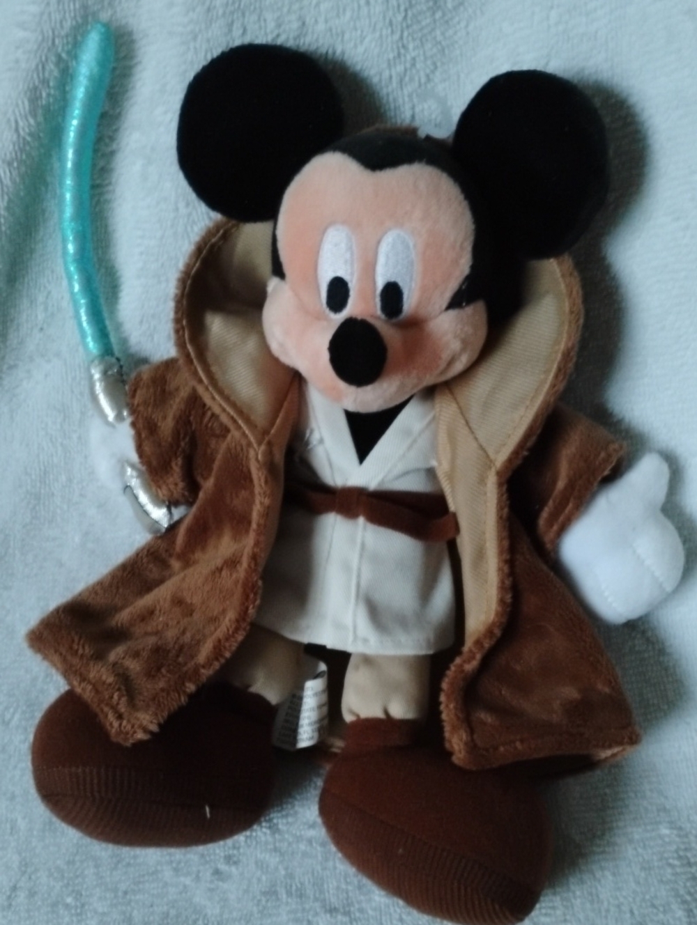 Mickey Mouse Jedi Plush Toy - Brown Robe, Blue Light Saber - Limited -Exclusive-